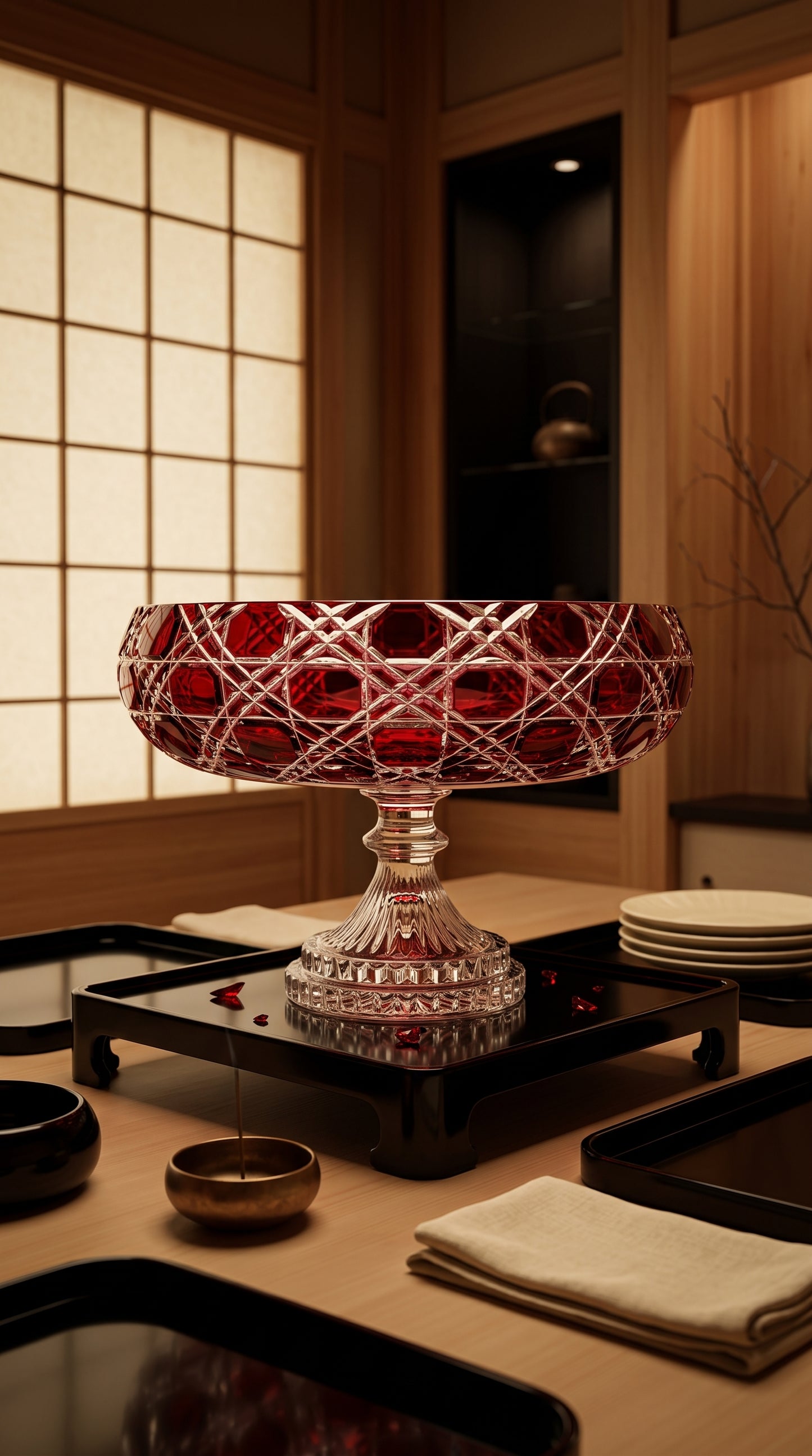 {{ vendor }} Verdura Pedestal Bowl (Crimson Red) — handcrafted luxury glassware