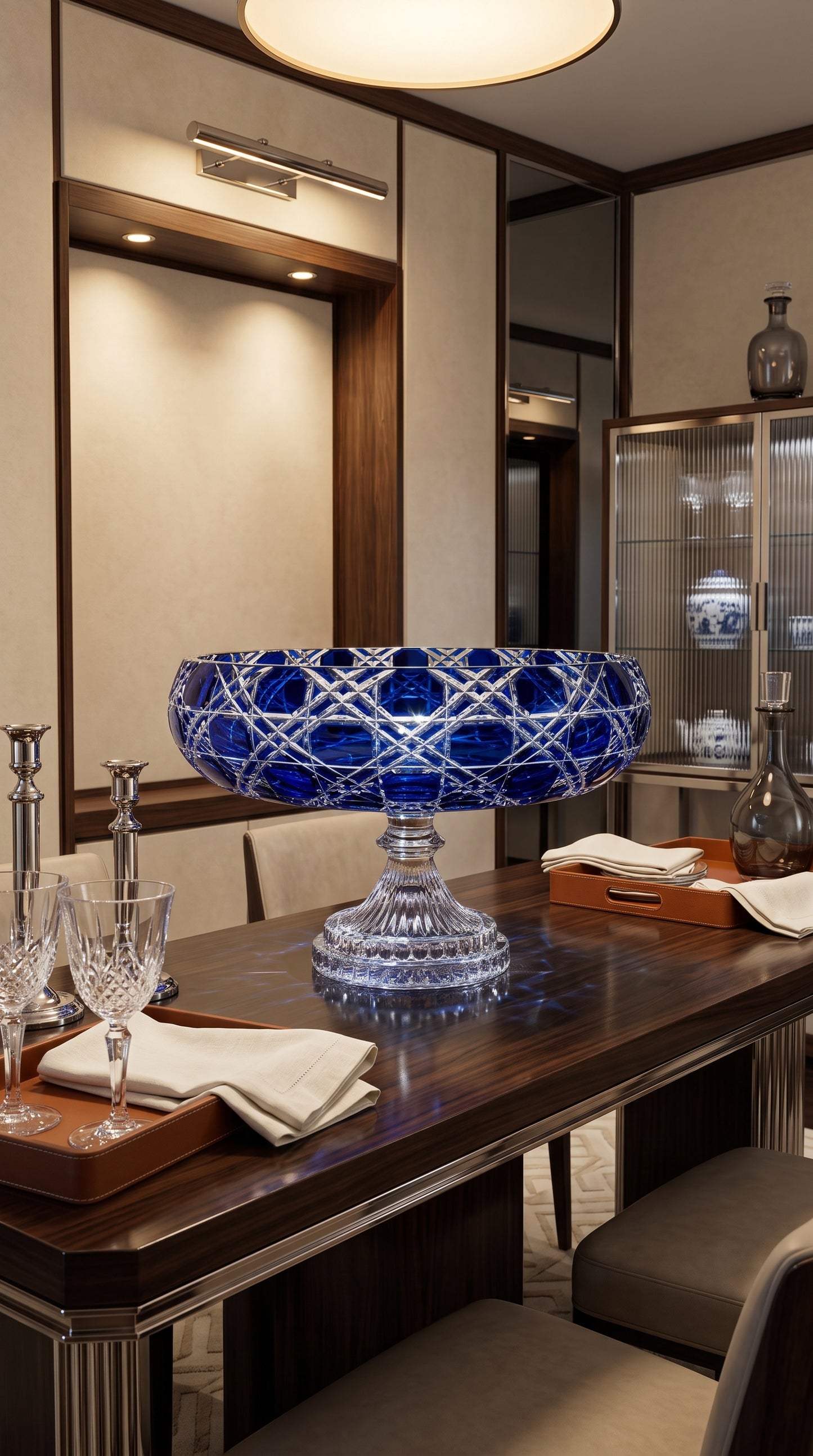 {{ vendor }} Verdura Pedestal Bowl (Midnight Sapphire) — handcrafted luxury glassware