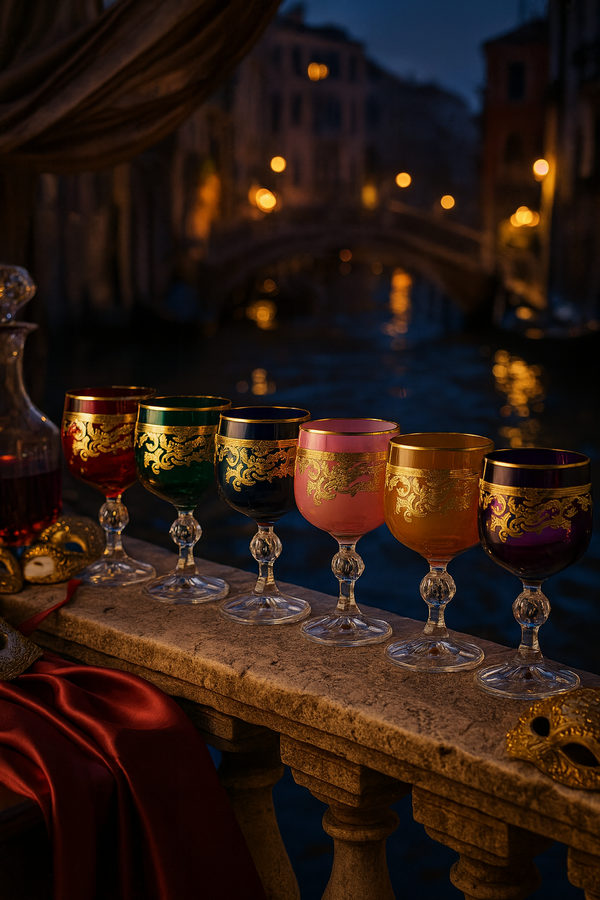 {{ vendor }} Roccaré Cordial Goblet Set – 6 Colors — handcrafted luxury glassware