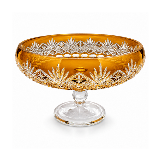 {{ vendor }} Coronet Pedestal Bowl (Sunlit Amber) — handcrafted luxury glassware