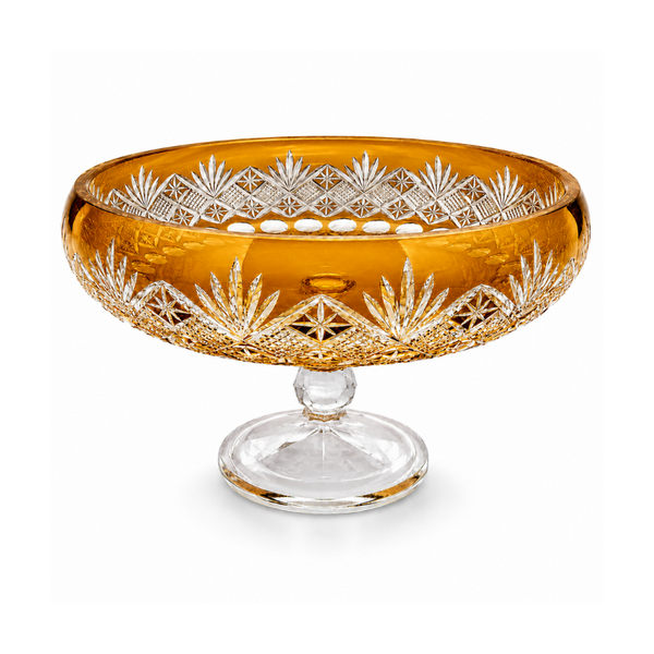 {{ vendor }} Coronet Pedestal Bowl (Sunlit Amber) — handcrafted luxury glassware