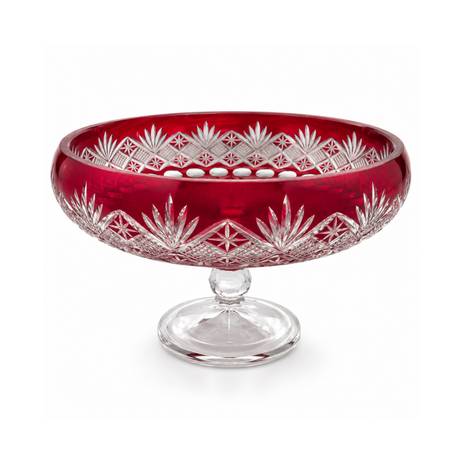 {{ vendor }} Coronet Pedestal Bowl (Crimson Red) — handcrafted luxury glassware