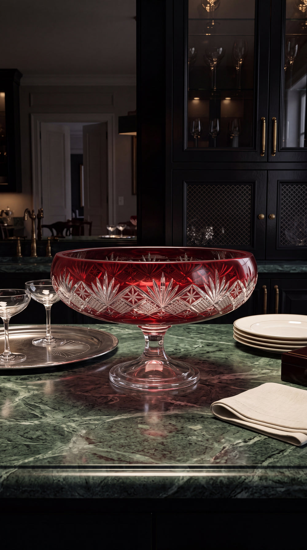 Coronet Pedestal Bowl (Crimson Red)