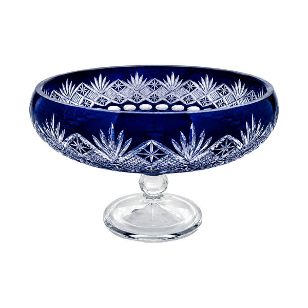 {{ vendor }} Coronet Pedestal Bowl (Midnight Sapphire) — handcrafted luxury glassware