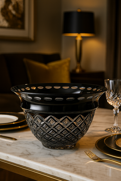 Noctura Crown Bowl on a marble table in a softly lit sitting room