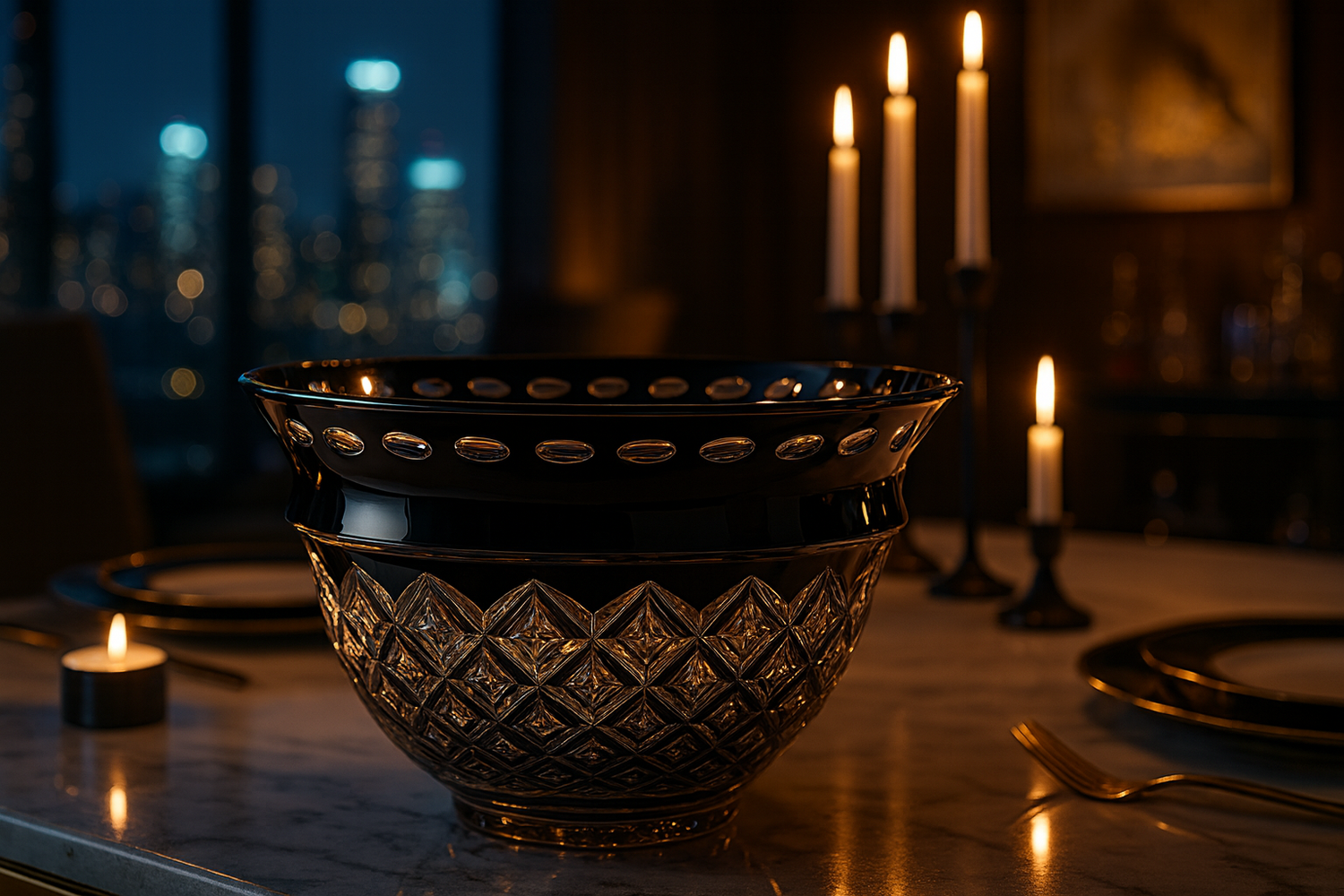 {{ vendor }} Noctura Crown Bowl — handcrafted luxury glassware