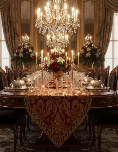 Altisse glassware set on a formal chandelier-lit dining table