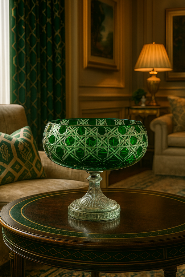 {{ vendor }} Verdura Pedestal Bowl (Sylvan Emerald) — handcrafted luxury glassware