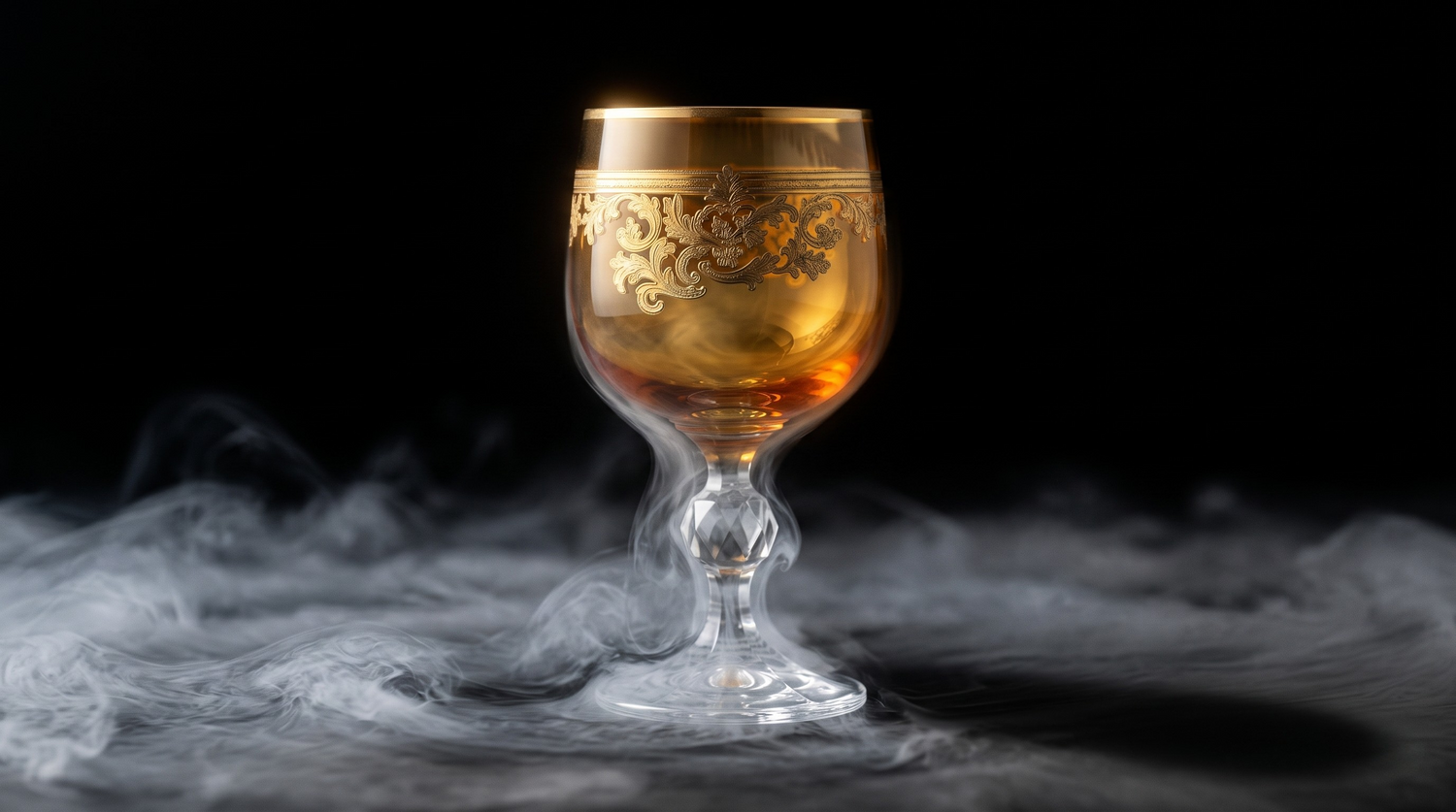 {{ vendor }} Roccaré Cordial Goblet (Sunlit Amber) — handcrafted luxury glassware