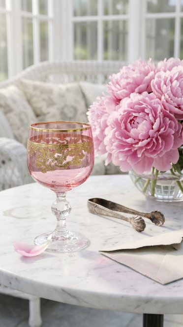{{ vendor }} Roccaré Cordial Goblet (Orchid Rosé) — handcrafted luxury glassware