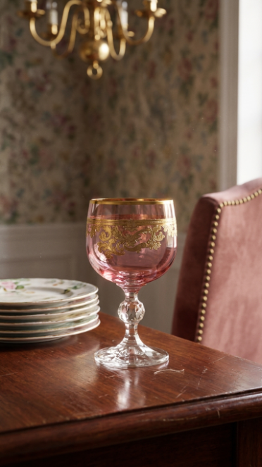 {{ vendor }} Roccaré Cordial Goblet (Orchid Rosé) — handcrafted luxury glassware
