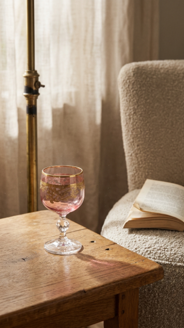 {{ vendor }} Roccaré Cordial Goblet (Orchid Rosé) — handcrafted luxury glassware