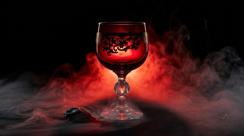 {{ vendor }} Roccaré Cordial Goblet (Crimson Red) — handcrafted luxury glassware