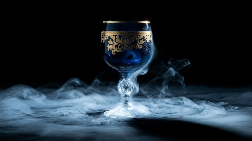 {{ vendor }} Roccaré Cordial Goblet (Midnight Sapphire) — handcrafted luxury glassware