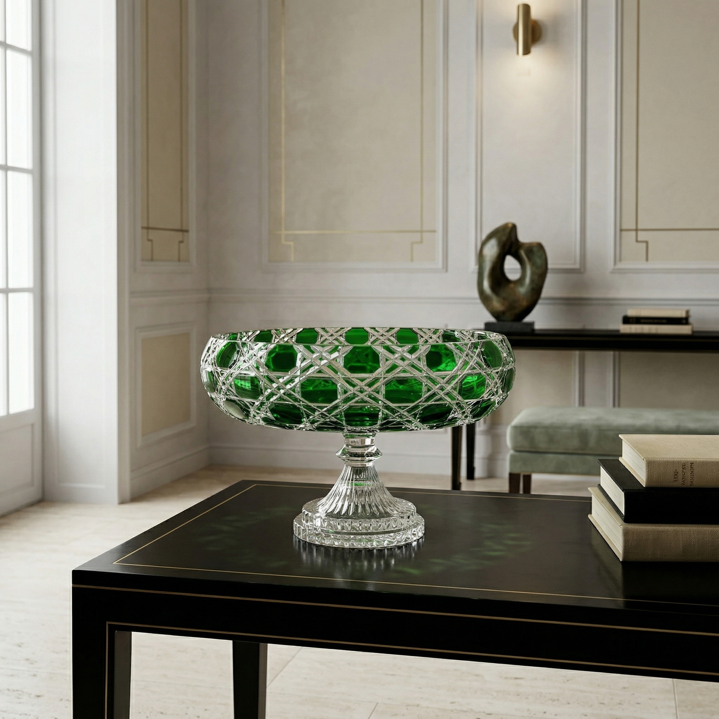 {{ vendor }} Verdura Pedestal Bowl (Sylvan Emerald) — handcrafted luxury glassware