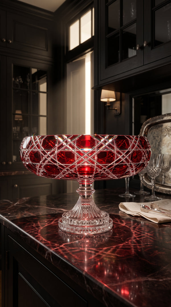 {{ vendor }} Verdura Pedestal Bowl (Crimson Red) — handcrafted luxury glassware