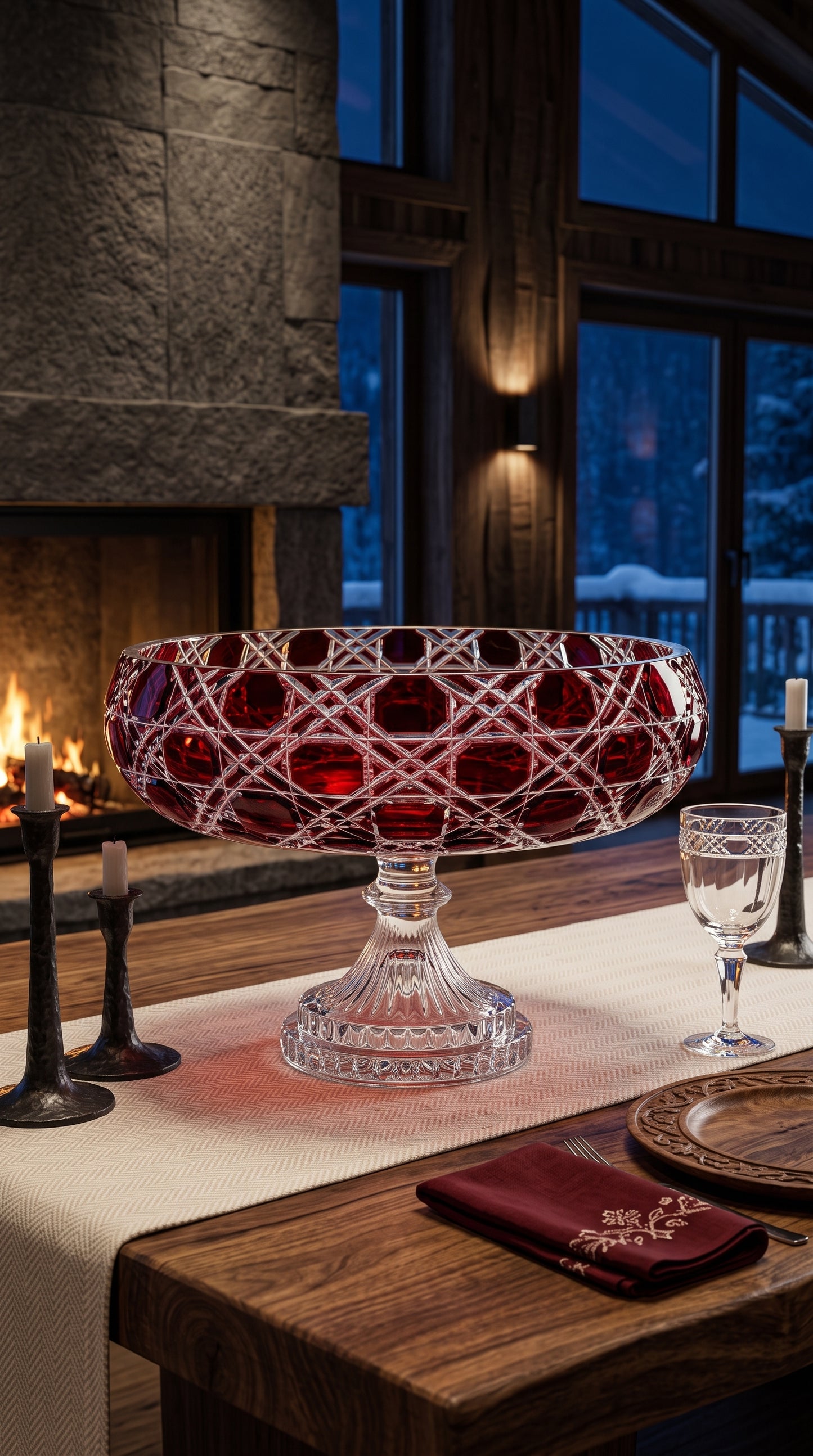 {{ vendor }} Verdura Pedestal Bowl (Crimson Red) — handcrafted luxury glassware