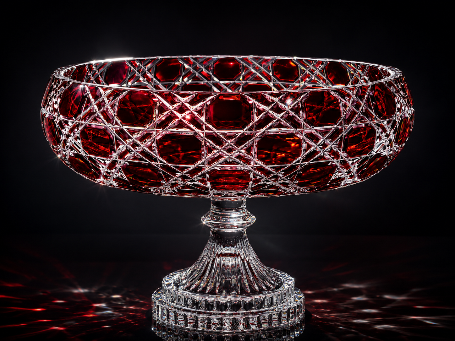 {{ vendor }} Verdura Pedestal Bowl (Crimson Red) — handcrafted luxury glassware