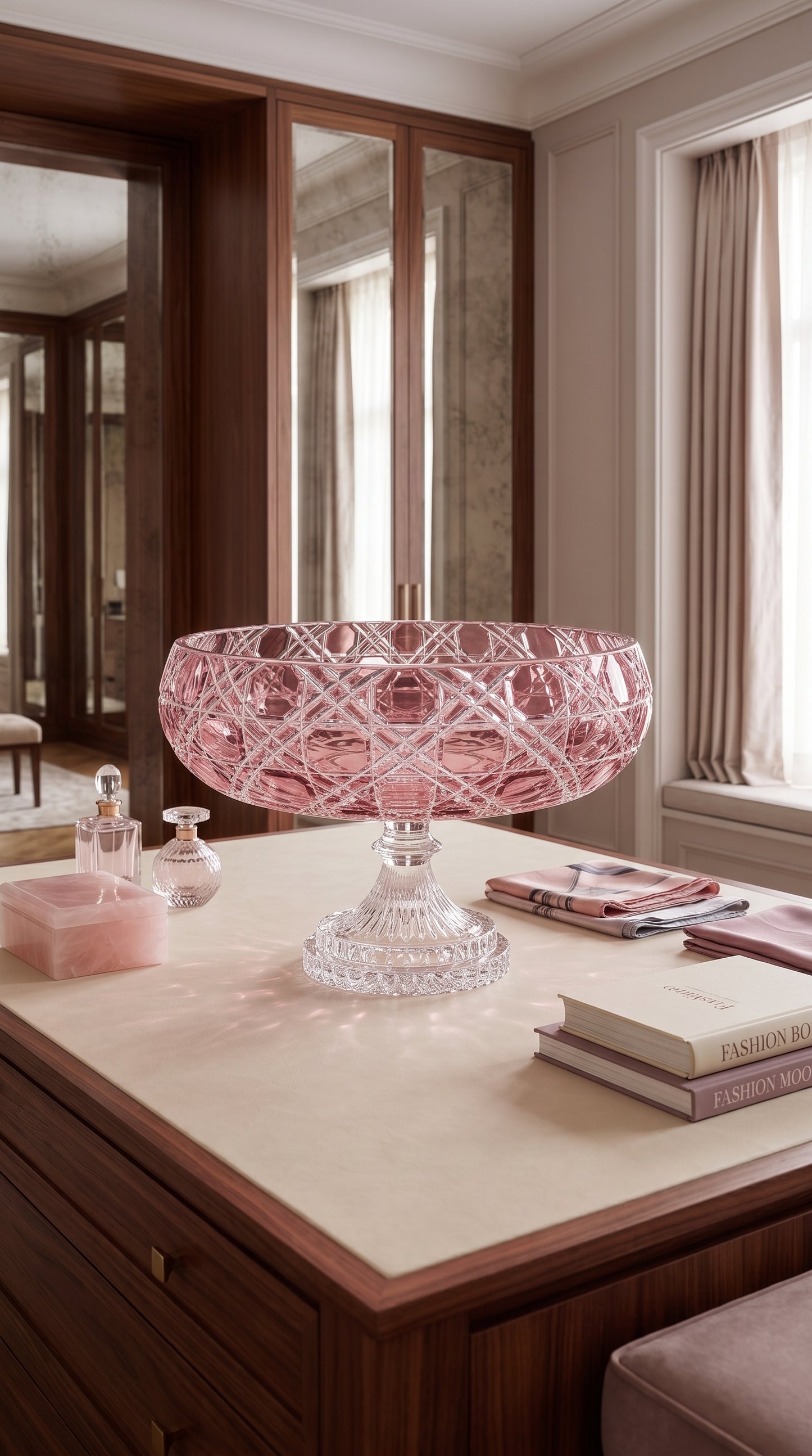 {{ vendor }} Verdura Pedestal Bowl (Orchid Rosé) — handcrafted luxury glassware