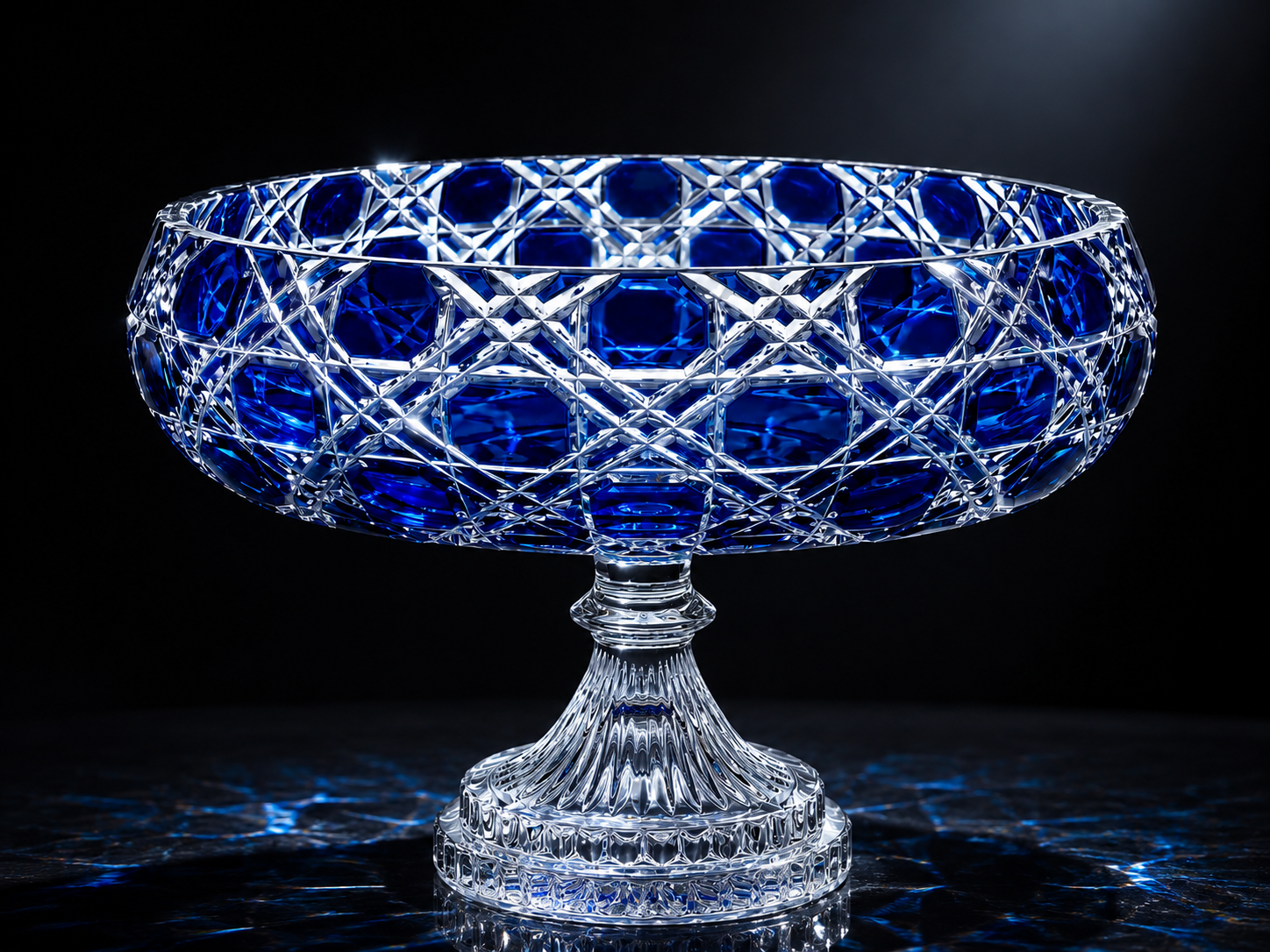 {{ vendor }} Verdura Pedestal Bowl (Midnight Sapphire) — handcrafted luxury glassware