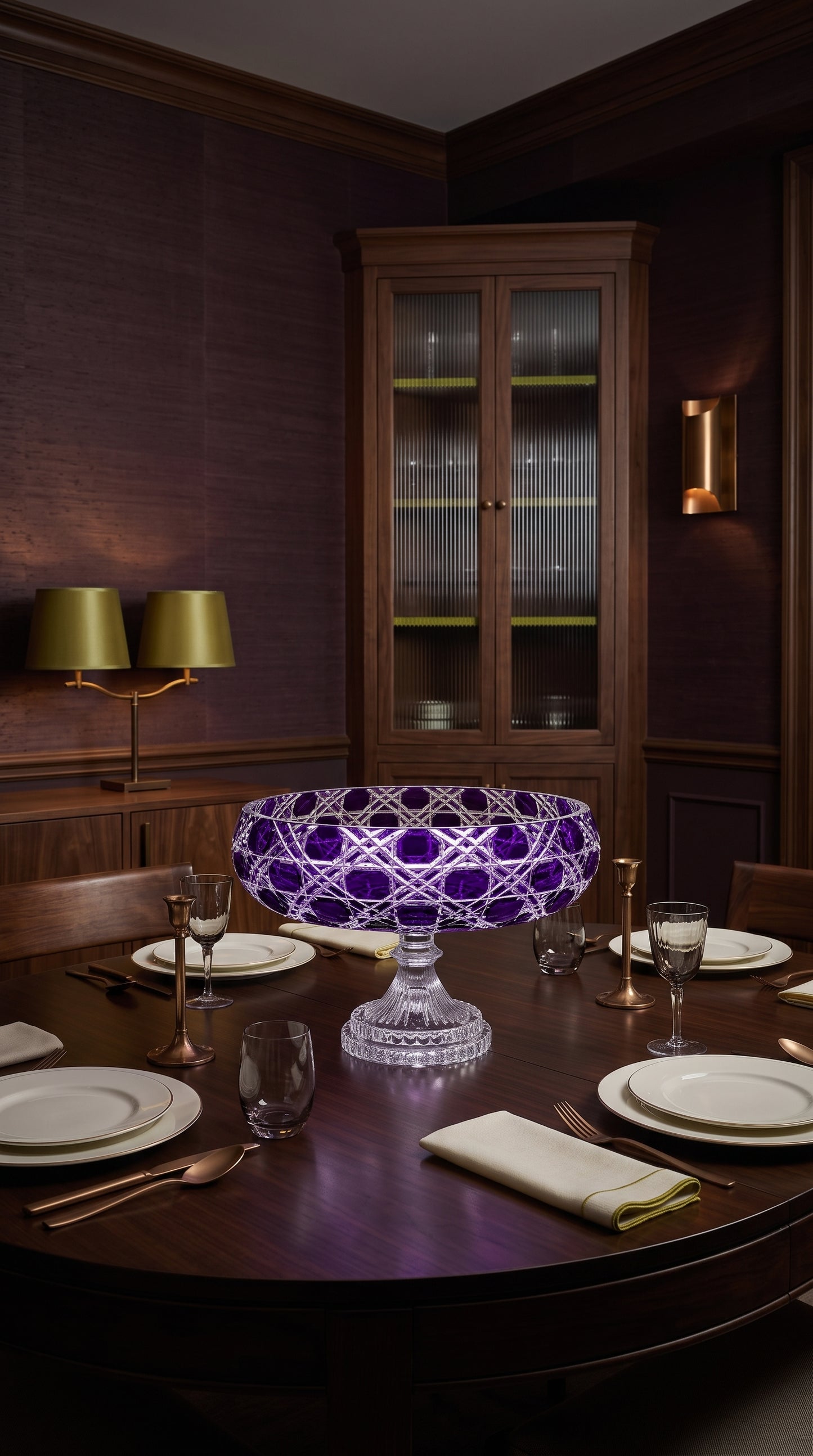 {{ vendor }} Verdura Pedestal Bowl (Regal Violet) — handcrafted luxury glassware